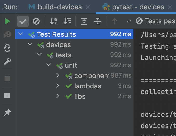 Success running unit-tests in pycharm
