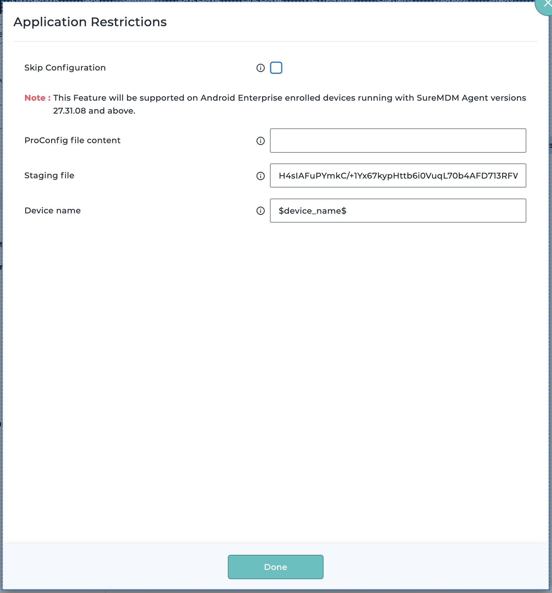SureMDM Application Configuration